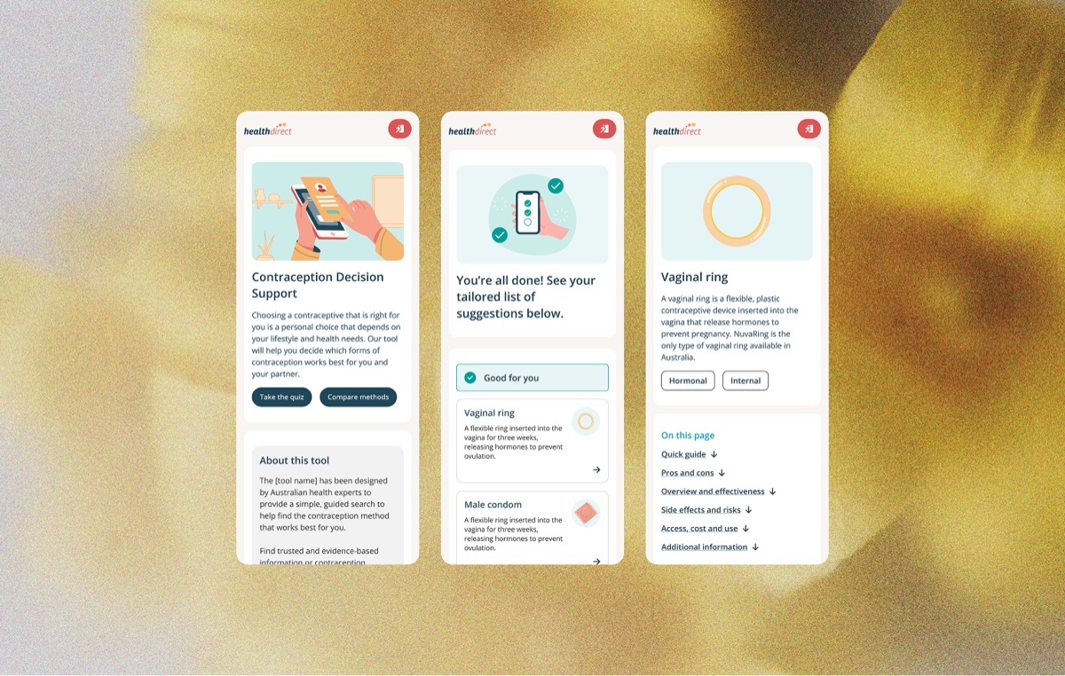 Contraception support tool — screen 1