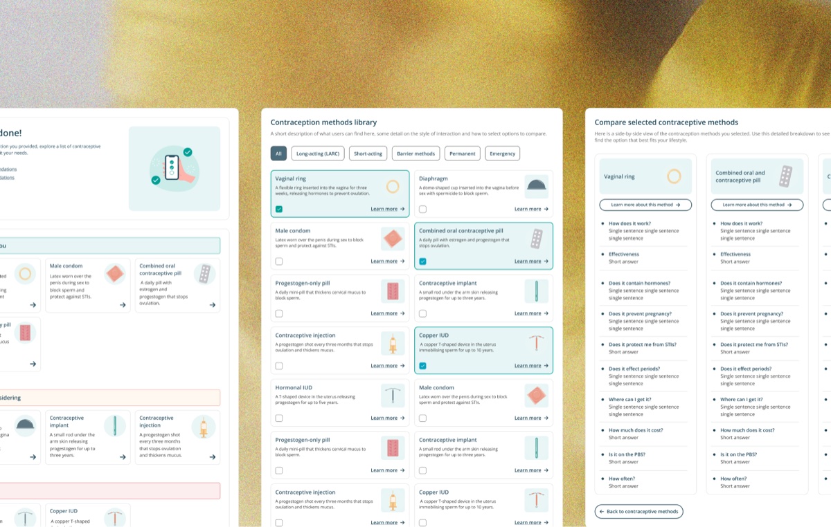 Contraception support tool — screen 2